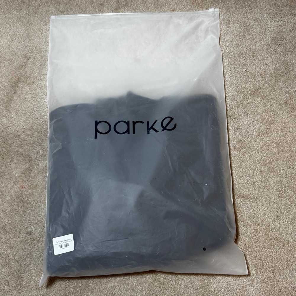 NWT Parke Fleece Turtleneck Sweatshirt in Midnight Charcoal dark gray - Picture 5 of 5